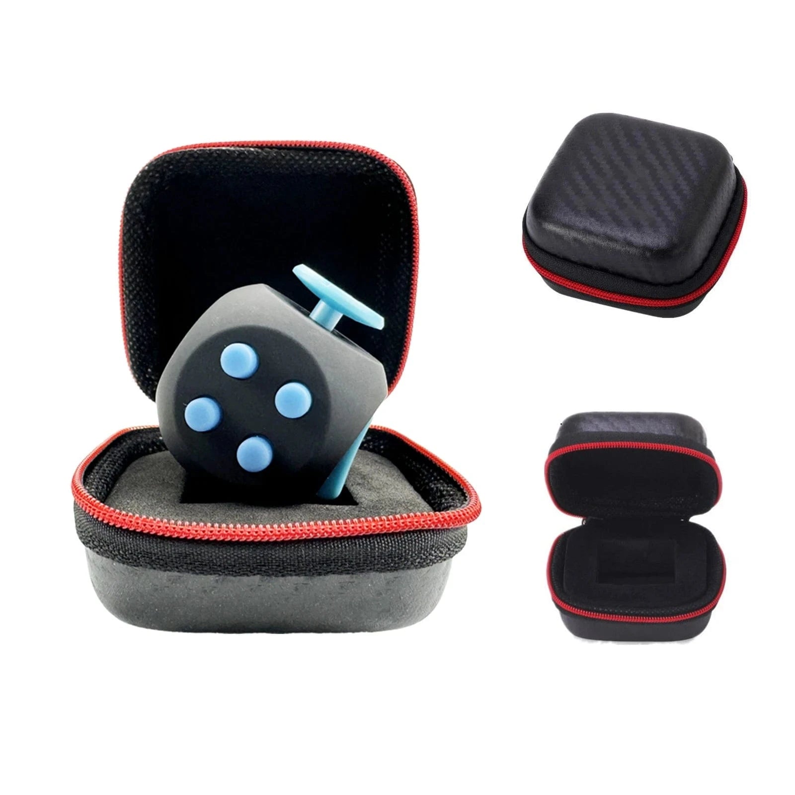 Fidget Cube black blue with case